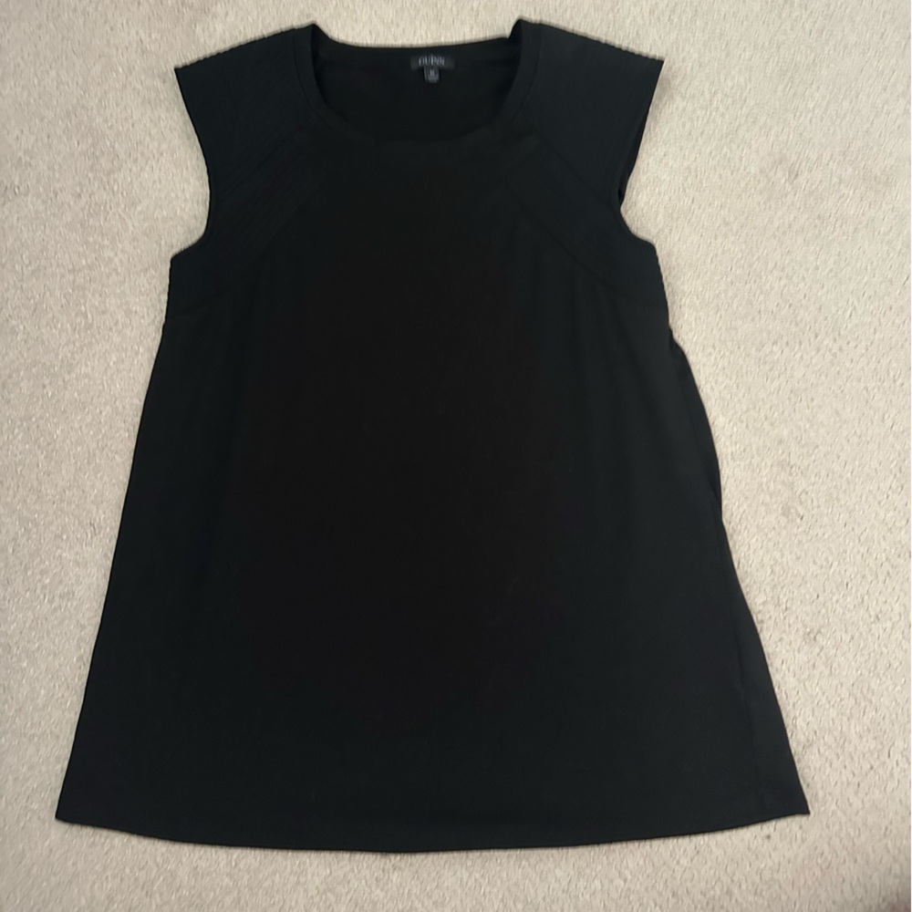 Quinn Women’s Black Tank Top with embroidered shoulders